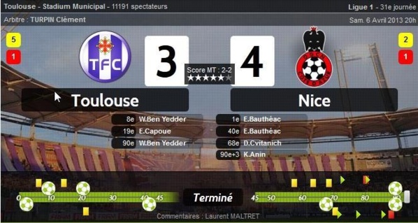 Toulouse 3 - 4 Nice