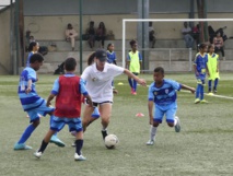 <center>Elisa De Almeida, Léa Le Garrec, Fabrice Abriel et Ludovic Ajorque,  les quatre fantastiques<br> de la 14e édition de "Foot en VIM"