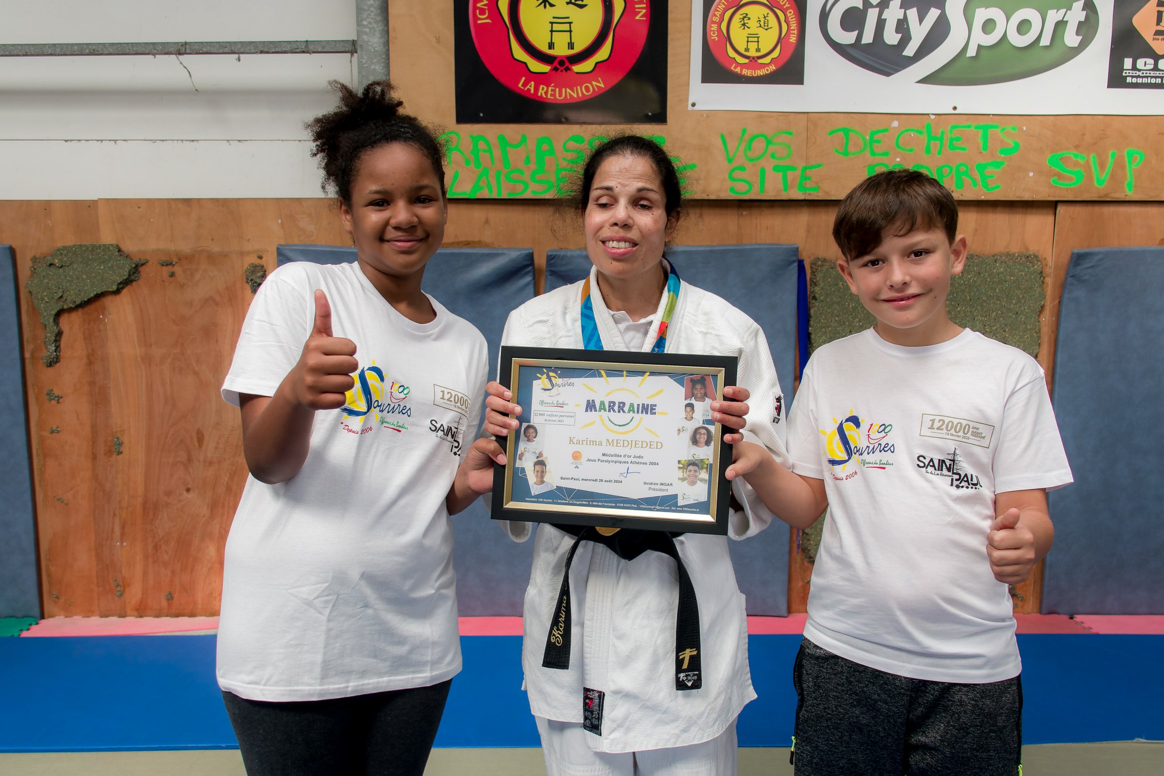 <center> « Para Judo en VIM » <br> Une marraine en or pour les "VIM" de 1000 Sourires